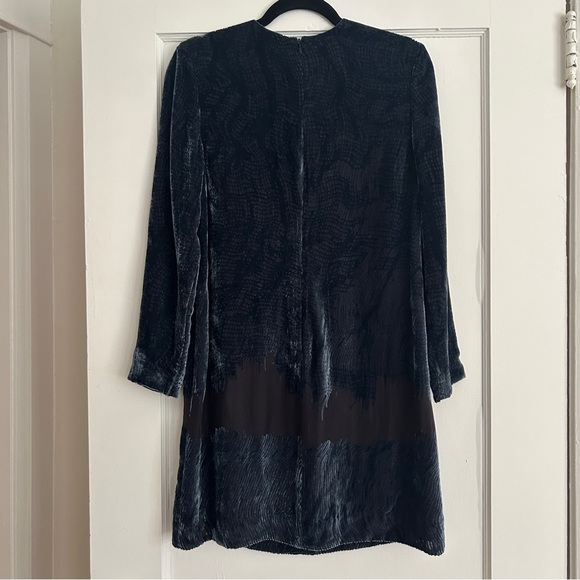 Derek Lam 10 Crosby Sapphire Velvet Devore Shift Long Sleeve Dress - Picture 11 of 12